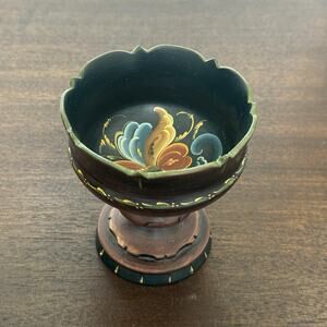 Berit Setalid Painted Wooden Bowl Telemark Rosemaling Goblet Norway Floral Folk